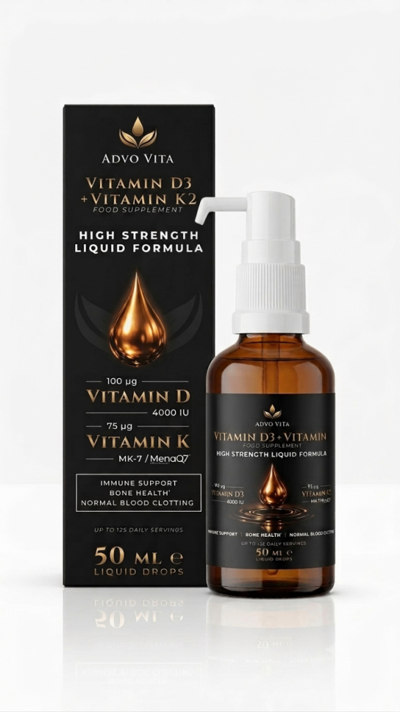 Advo Vita Vitamin D3 + K2 Liquid Drops - High Strength 50ml