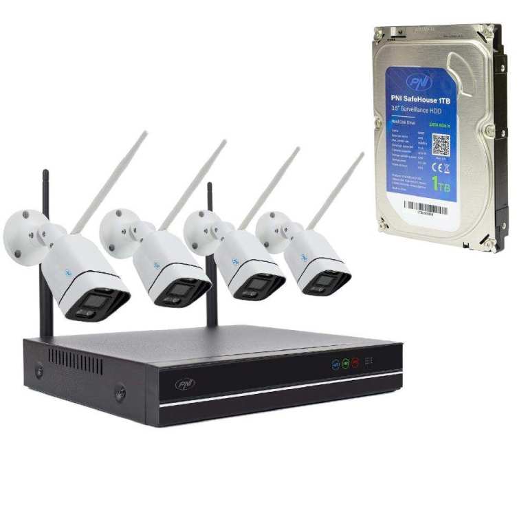 CCTV Camera System 4x Wireless WiFi Cameras and NVR Box 1TB Hard Drive