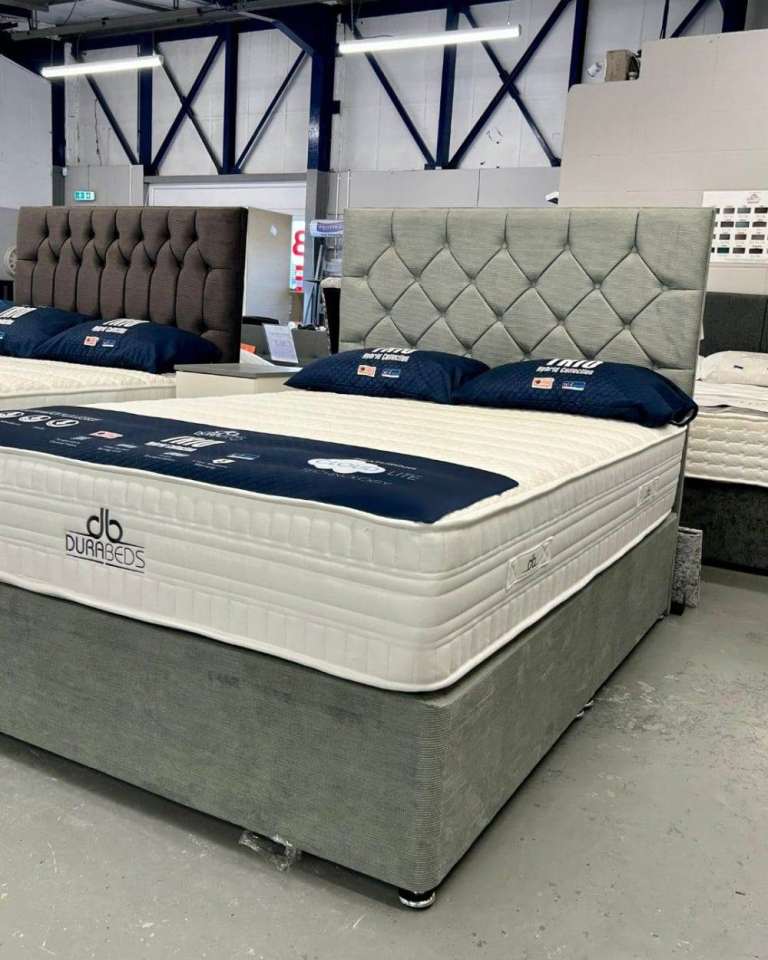 Divan Bed & Mattress | Grey, Black or Cream | Brand New | All Sizes