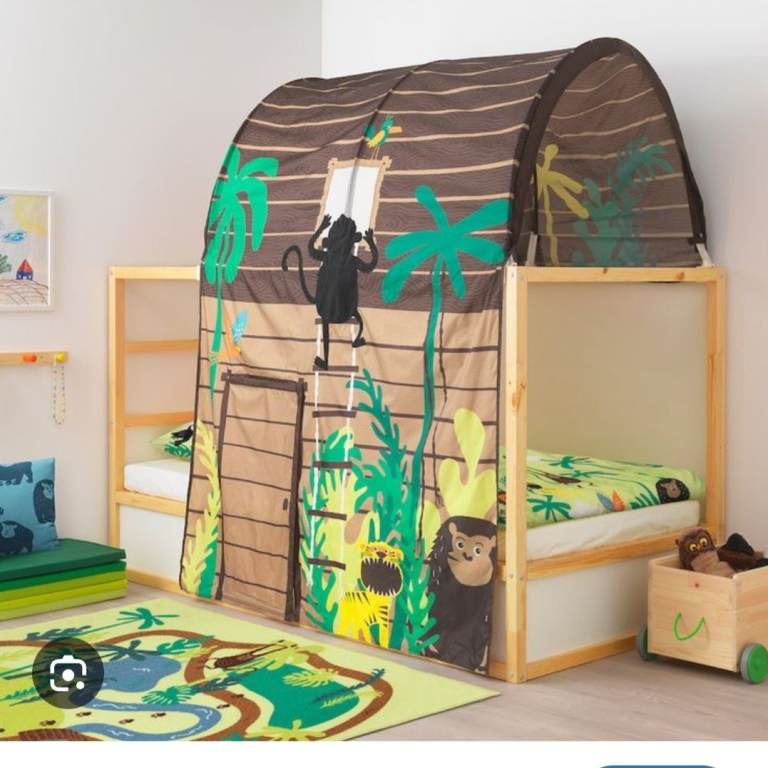 IKEA KURA Bed Tent with Curtain - Jungle Theme, As Good As New