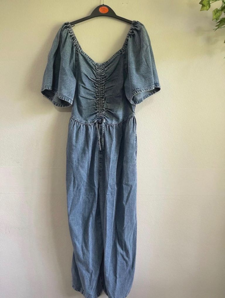 Denim Playsuit with Puff Sleeves – Good Condition