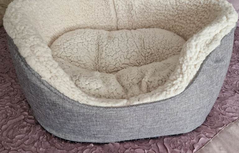 Grey and cream dog bed