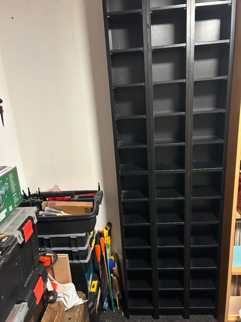 Tall Black CD/DVD Storage Unit – Good Condition