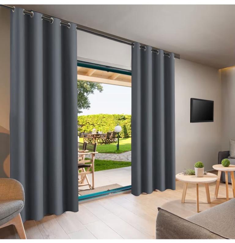 New Grey Outdoor Garden Curtains – W 52" x L 83.9" (2 Panels)