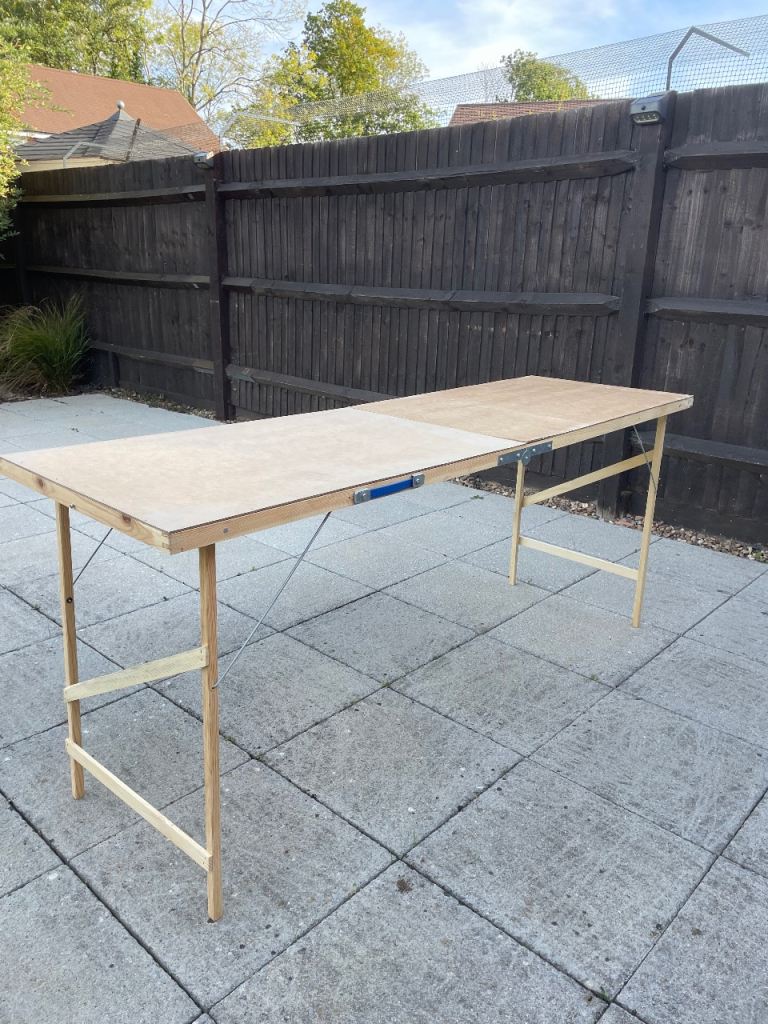 Folding Trestle Table - Wooden, Good Condition