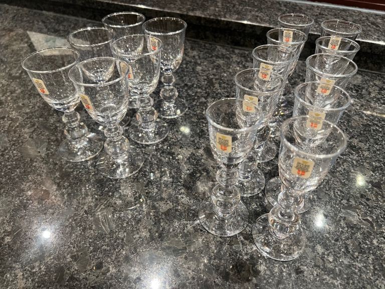 Holmegaard Danish Glasses – 16 Pieces (Unused, Original Labels)
