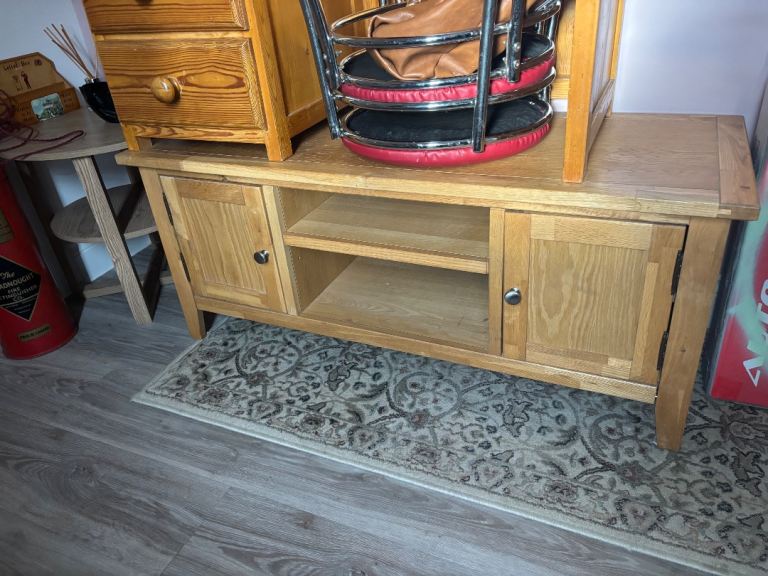 Wooden TV Unit with Storage – Good Condition