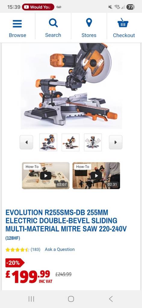 Evolution 255mm mitre saw 
