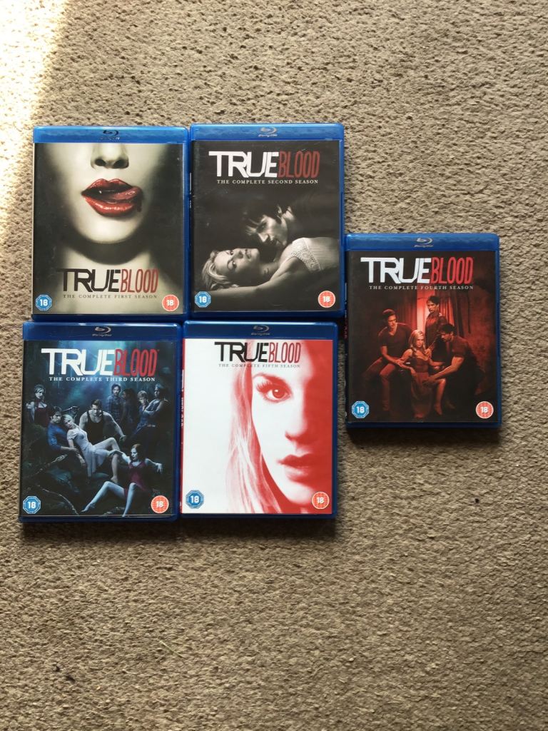 True blood blurays seasons 1,2,3,4,5, many great extras 25 discs in total, superb vampires