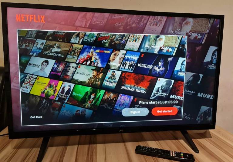 Android Smart 39inch JVC TV with Google Assistant Voice Remote. 