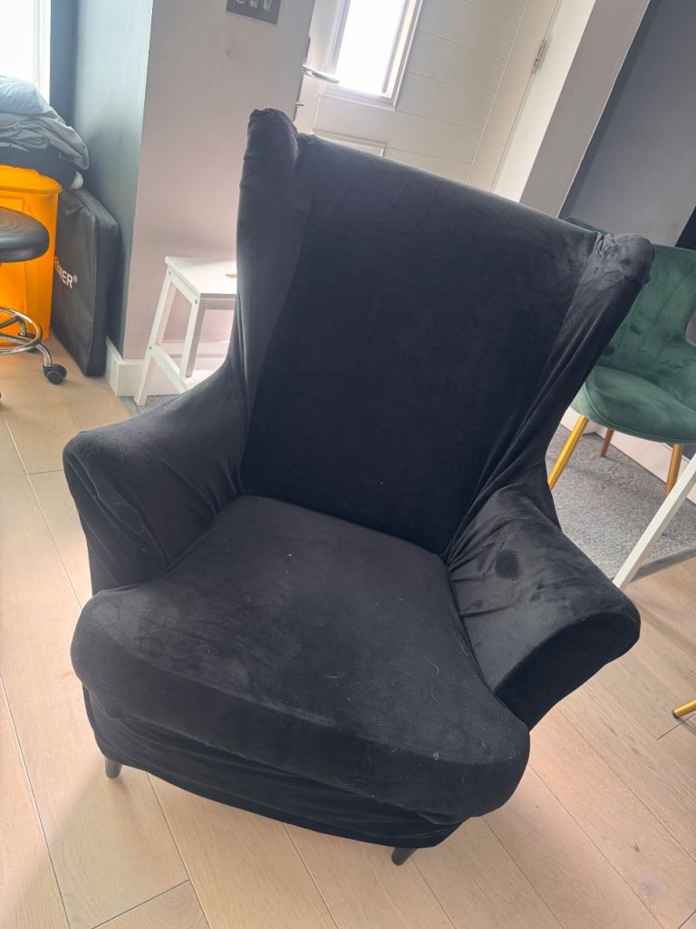 Black Armchair with Removable & Washable Cover 