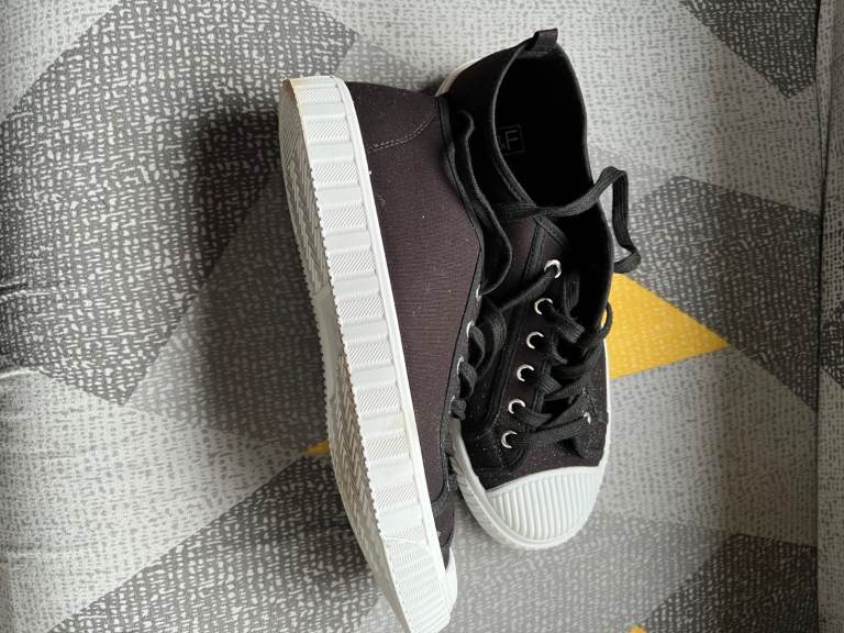 brand new mens black canvas sneakers trainers boat shoes, black size 11 F&F