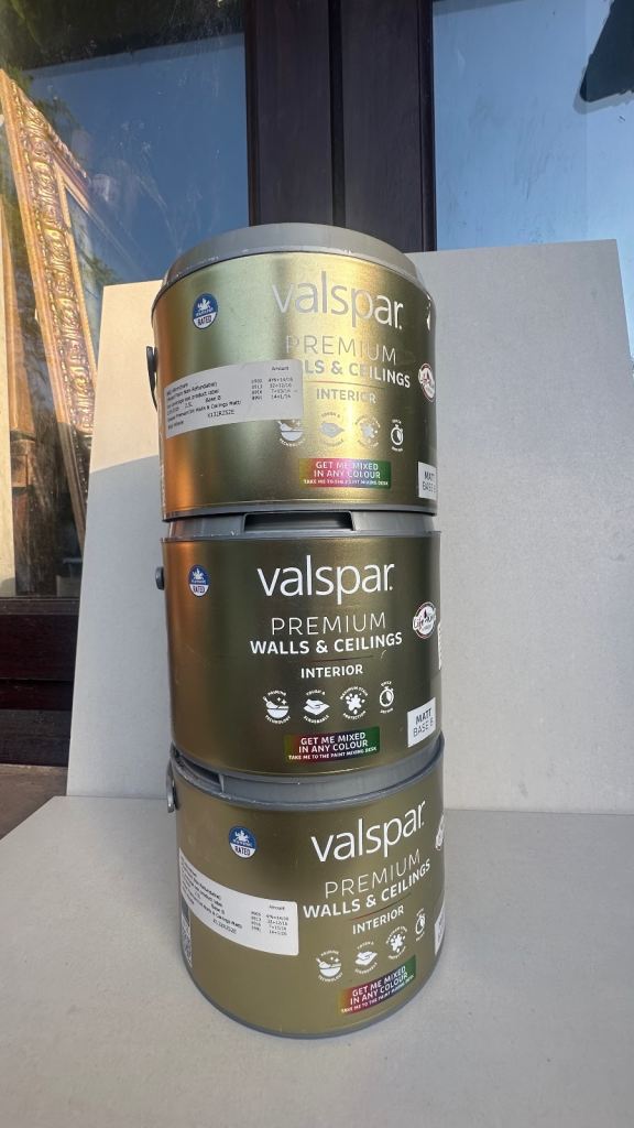 3 Tins of Valspar Premium Wall & Ceiling Paint 2.5ltrs  