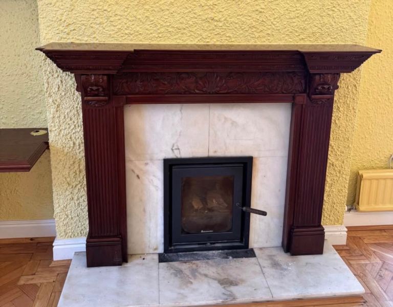 Walnut fire surround 