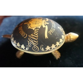 HILTON HOTEL ANTIQUE HOTEL FRONT DESK "TURTLE" RINGER BRASS, WORKS GREAT