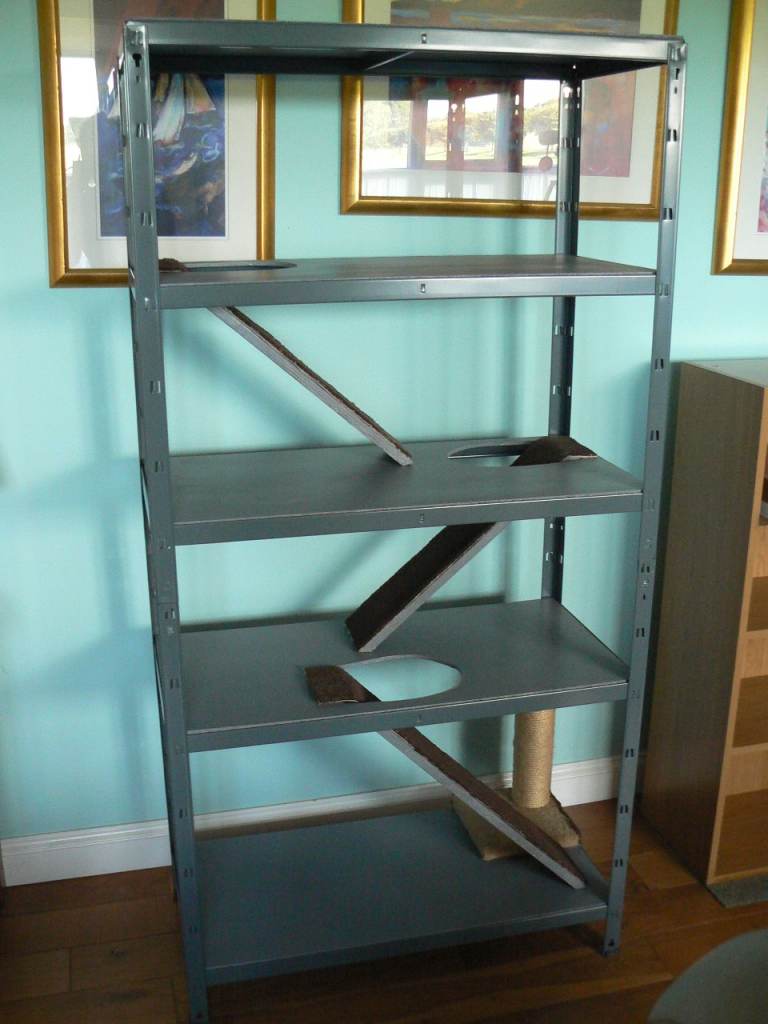 CAT TOWER with RAMPS to FOUR LEVELS (Shelving unit!)