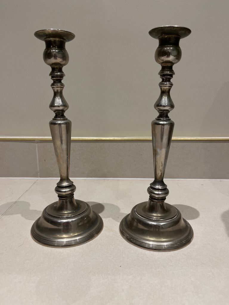 Pair of silver plated candlesticks 