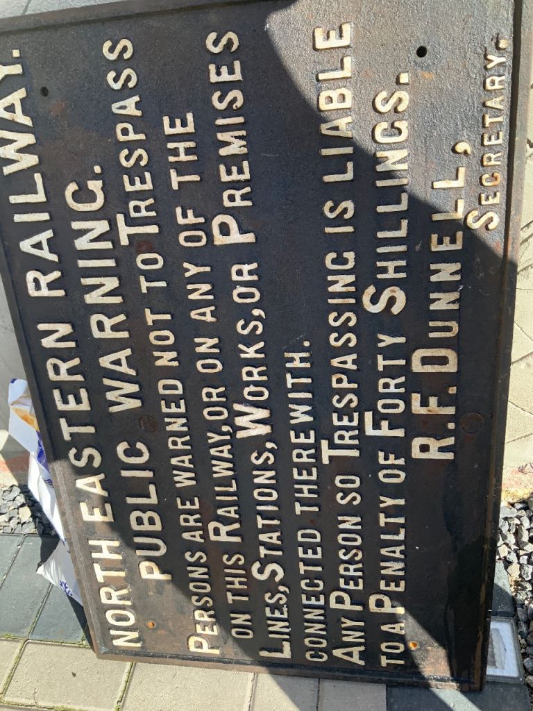 Railway cast iron sign