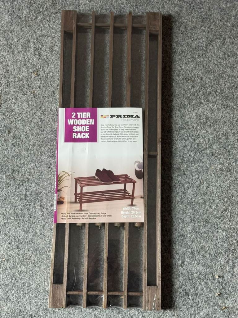 2‑Tier Wooden Shoe Standing Storage Rack  