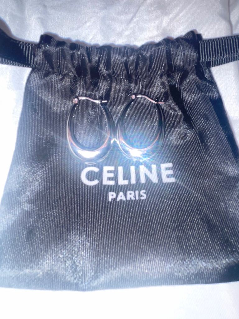 Celine Paris Creole Silver Hoops 