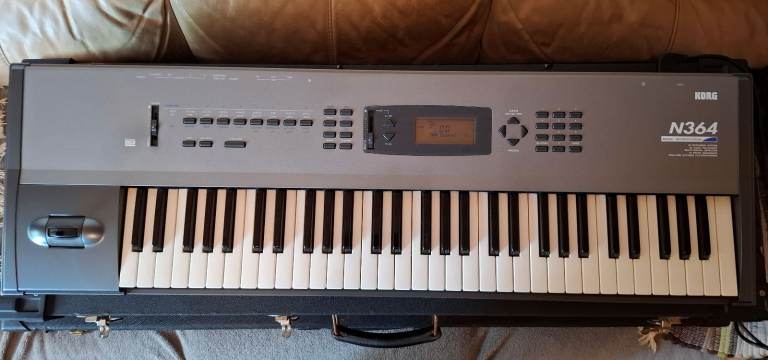 Korg N364 Synth with case, PSU & Manual.