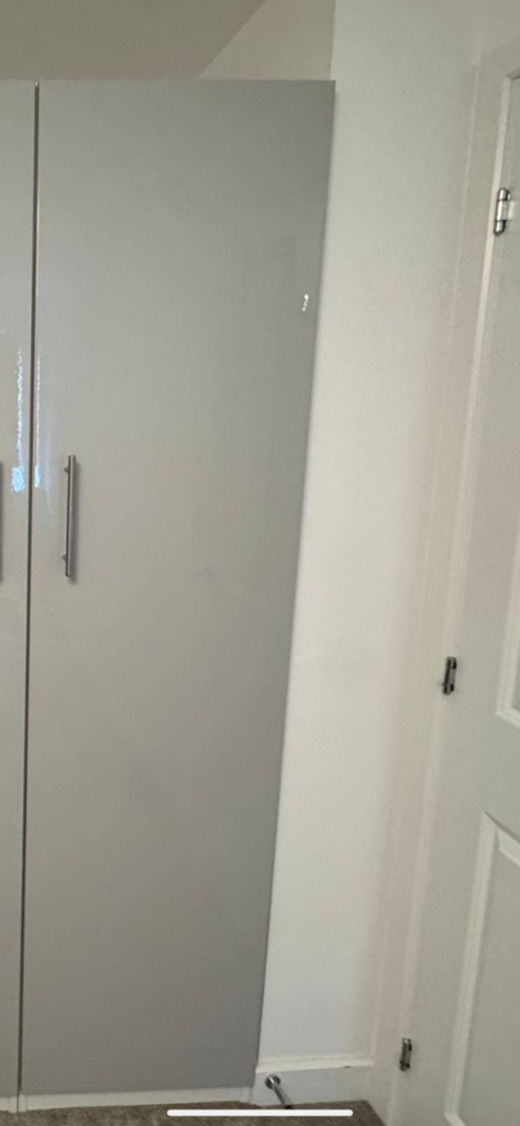 Modern Grey Wardrobe with Two Doors – Good Condition