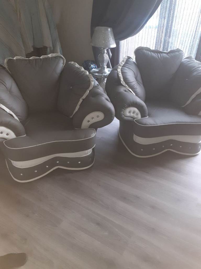 Pair of Grey Armchairs –whith matching sofa