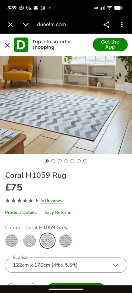 Brand New Geometric Grey Rug 122x170cm