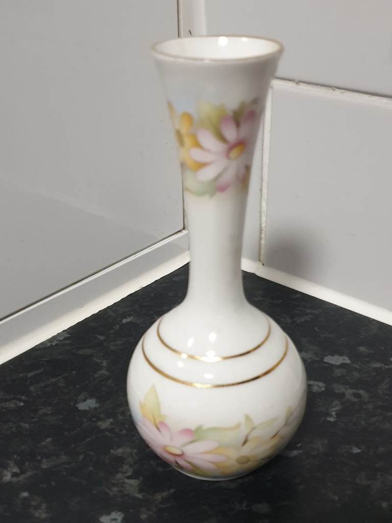 Small Vintage Ceramic Vase with Floral Design