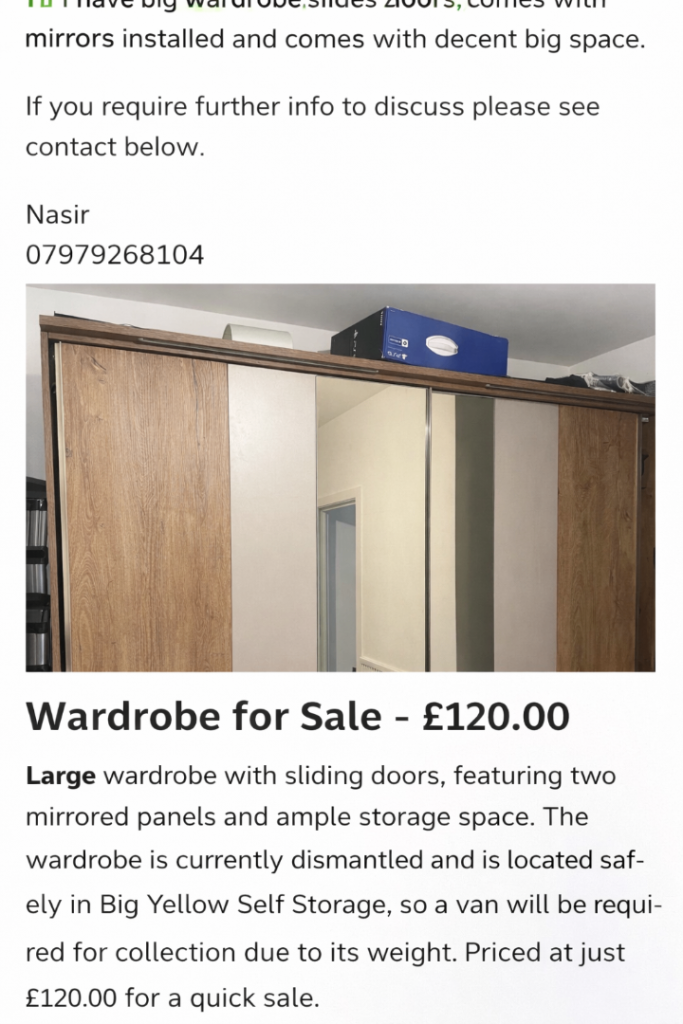 Big wardrobe dismantled 