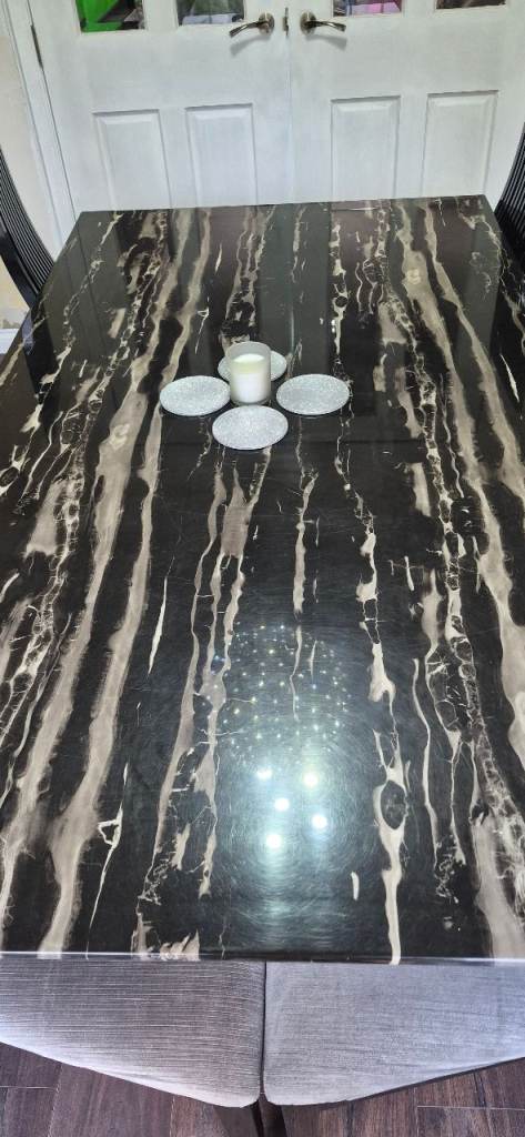 Free uplift Marble Dining Table with 6 Chairs