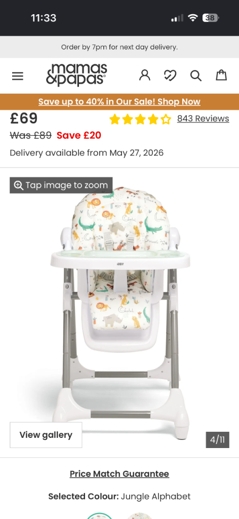 Mamas and papas high chair 