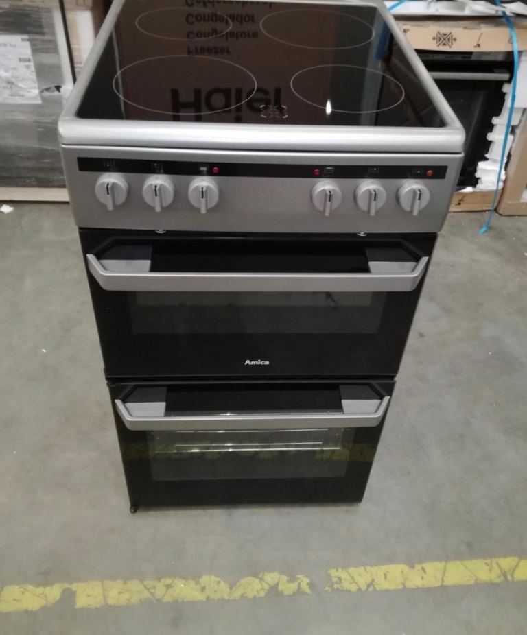 Amica AFC5100SI 50cm Wide Single Oven Electric Cooker with Ceramic Hob - Silver - A/A Rated NEW 