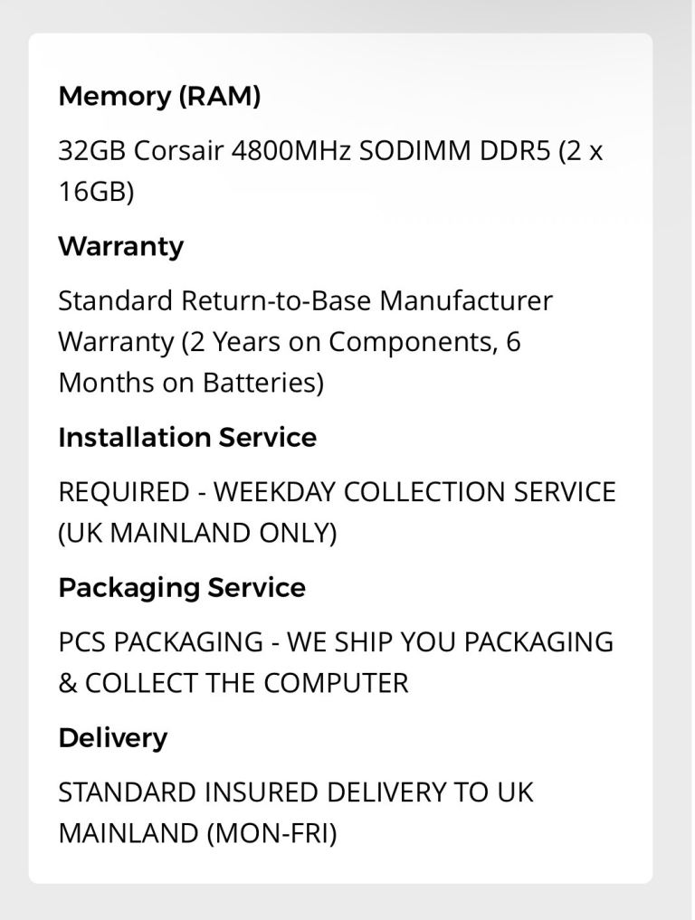 PCSpecialist GM7PX0N Gaming Laptop - i9-13900HX, RTX 4060, 32GB RAM, 2TB SSD