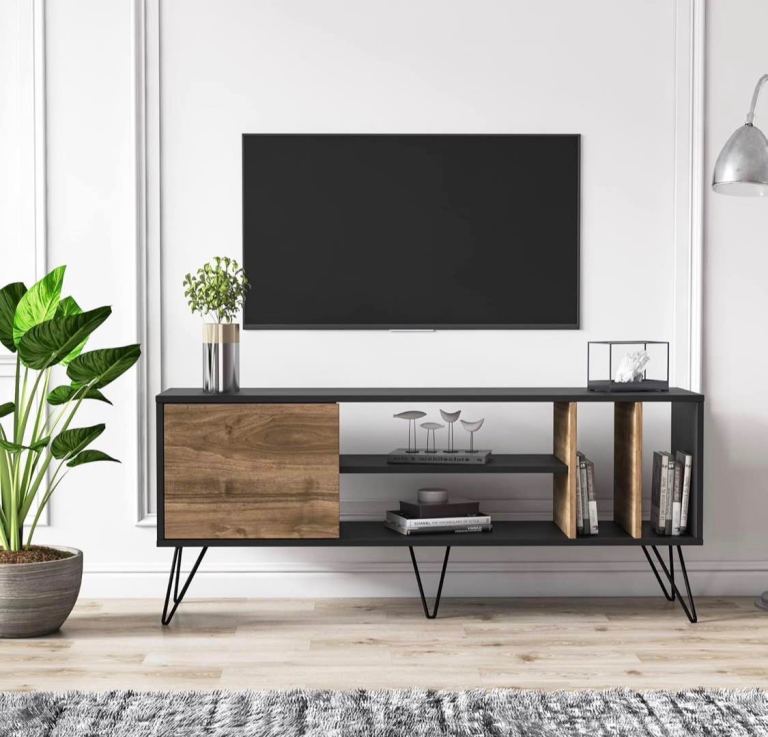 DECOROTIKA Mistico TV Stand TV Unit and Media Console with Cabinets and Open Shelves | 140 cm Wide |