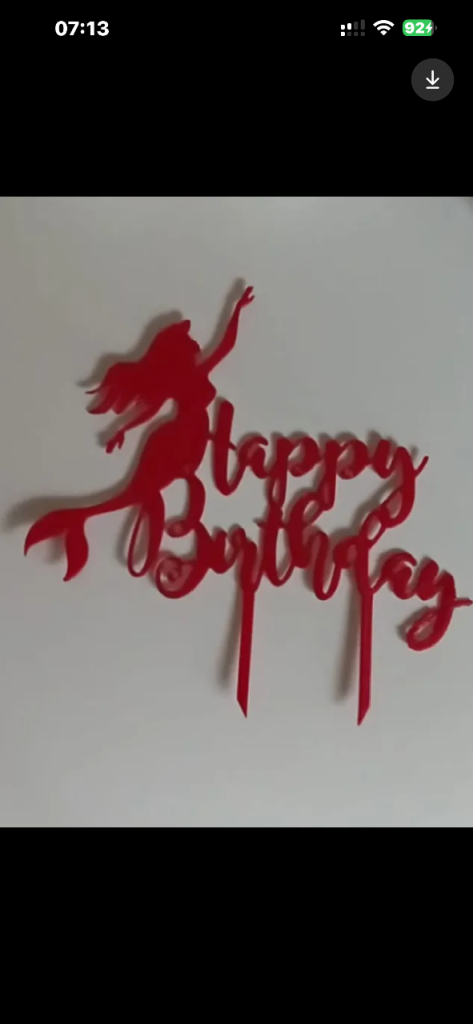 New Red Mermaid Happy Birthday Cake Topper