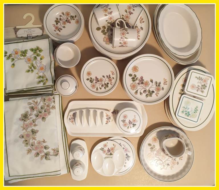 Collection of M&S "Autumn Leaves" Crockery Tea Set Plates Mugs Bowls