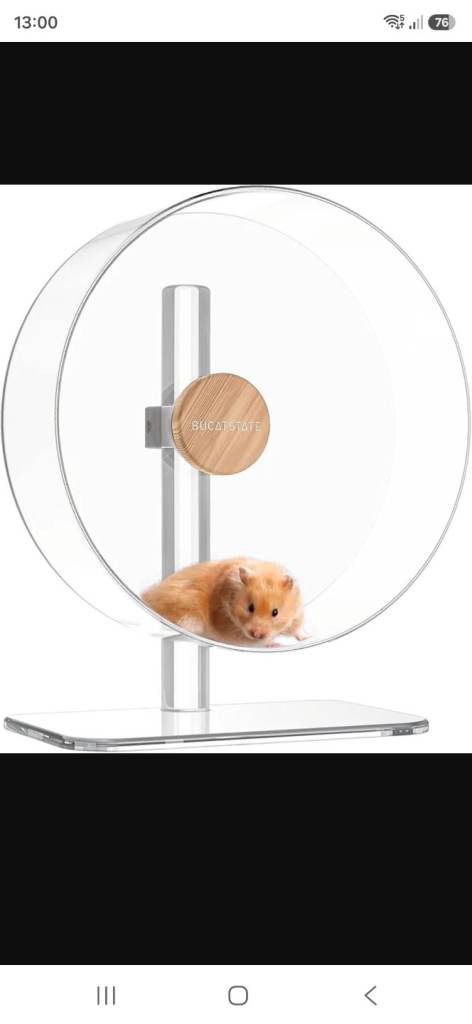 BUCATSTATE Hamster Wheel Slient 32cm, Acrylic Hamster Exercise Wheel for Small Animals.