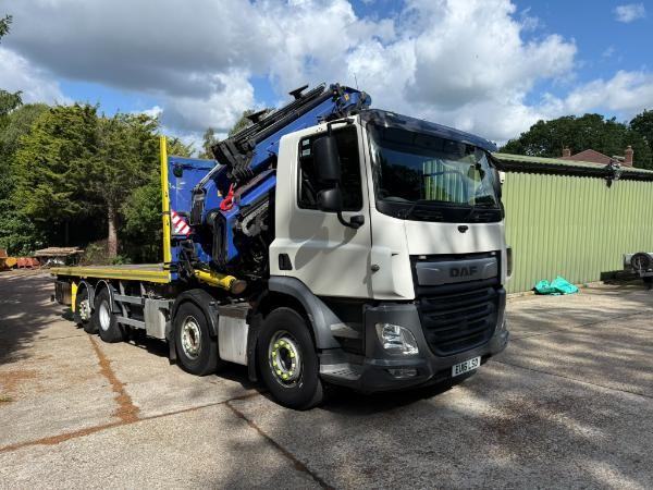 Daf CF400, PM85 SP Remote Crane 23ft Extendable Flatbed Body