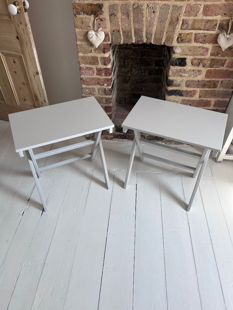 Pair of Grey Folding TV Tray Tables – Good Condition