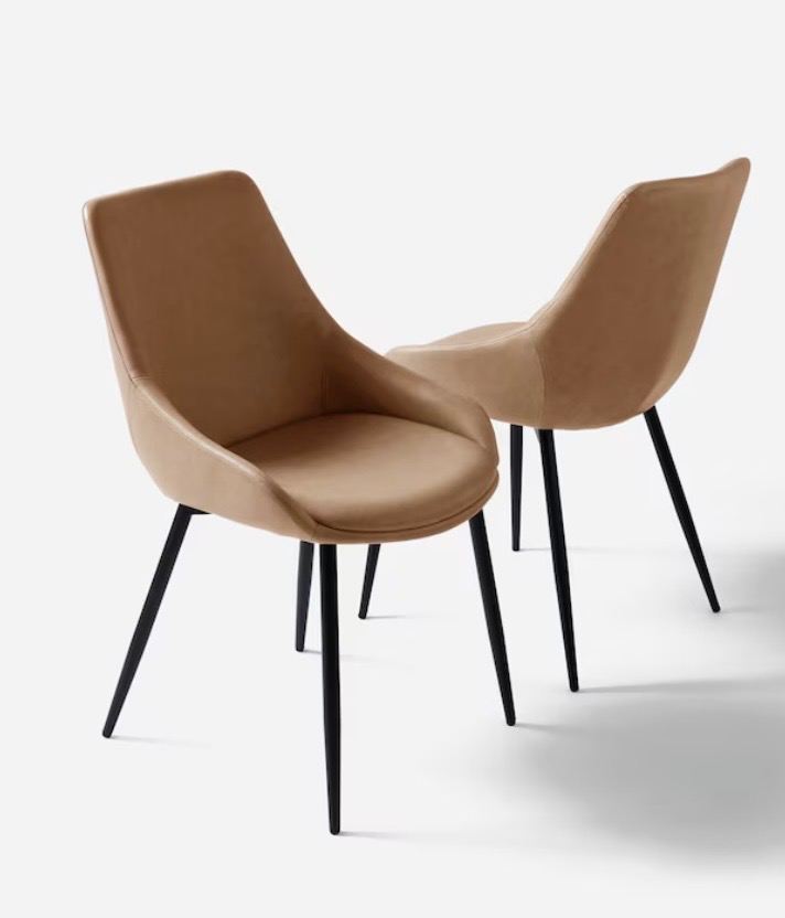 Pair ETTA faux leather dining chairs NEW