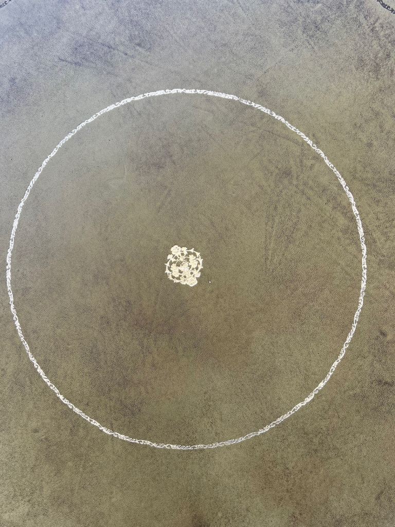 Antique Mahogany Glass Covered Leather Top Table 73cm Diameter x 45cm High