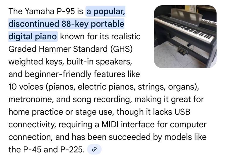 Yamaha Digital Piano P-95 Realistic Feel