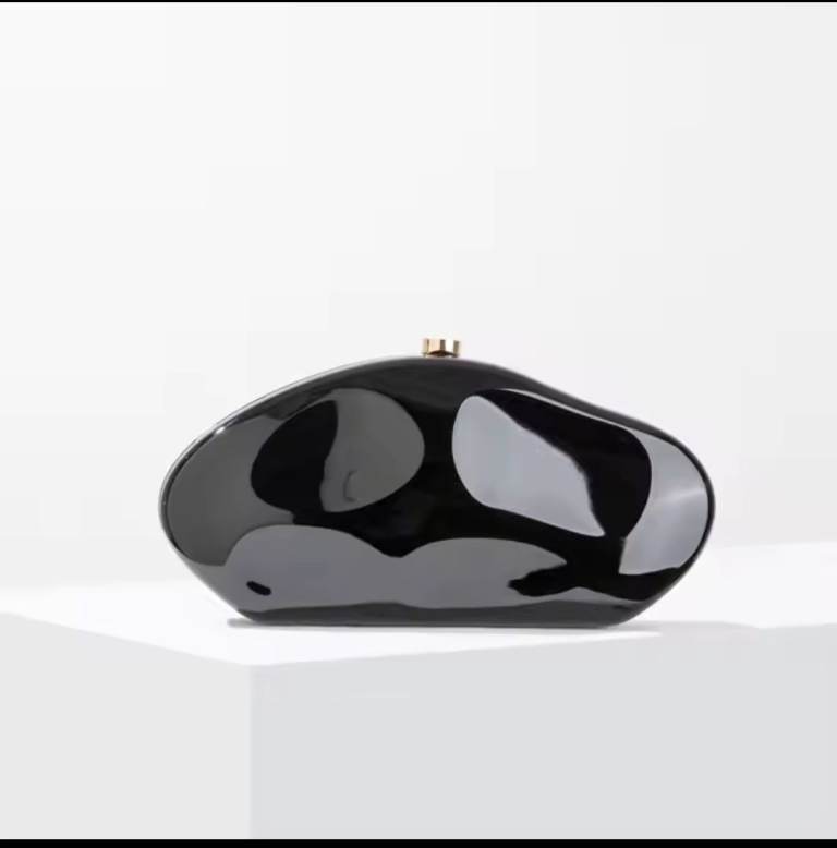 Women Black acrylic egg shape clutch bag