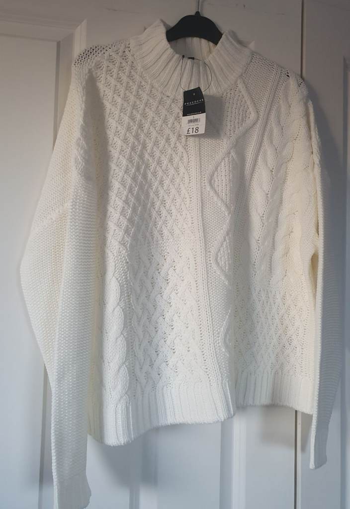Women's PEACOCKS Cream Jumper Size L(16-18) NEW