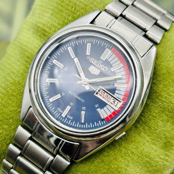 Vintage Seiko 5 Automatic Watch - Blue Dial - Ref 6309-6800 (circa 1980)
