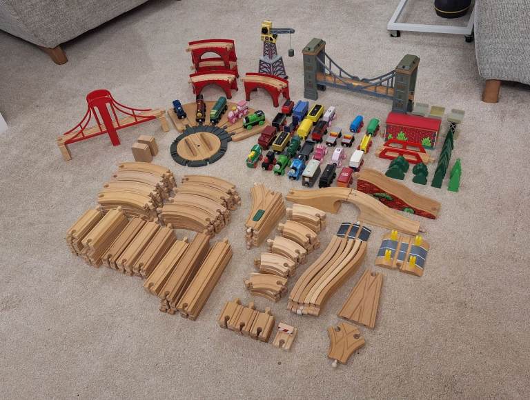 Wooden train track set 