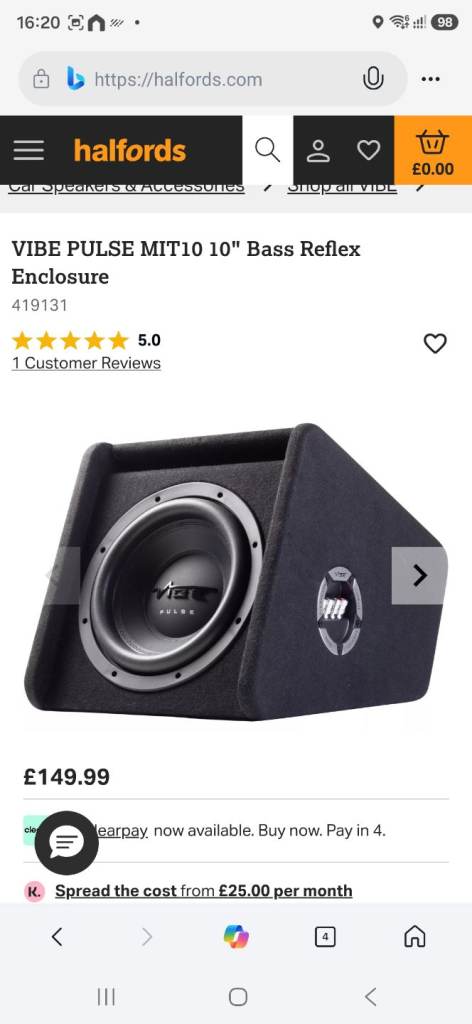 Sub, amp, Basically brand new, 10 inch vibe pulse mit subwoofer and vibe amplifier 