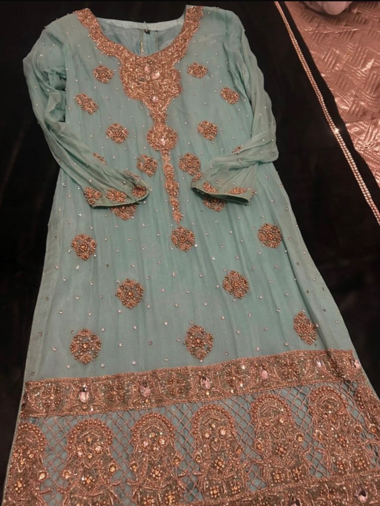 Beautiful Light green Traditional Dress with Embroidery