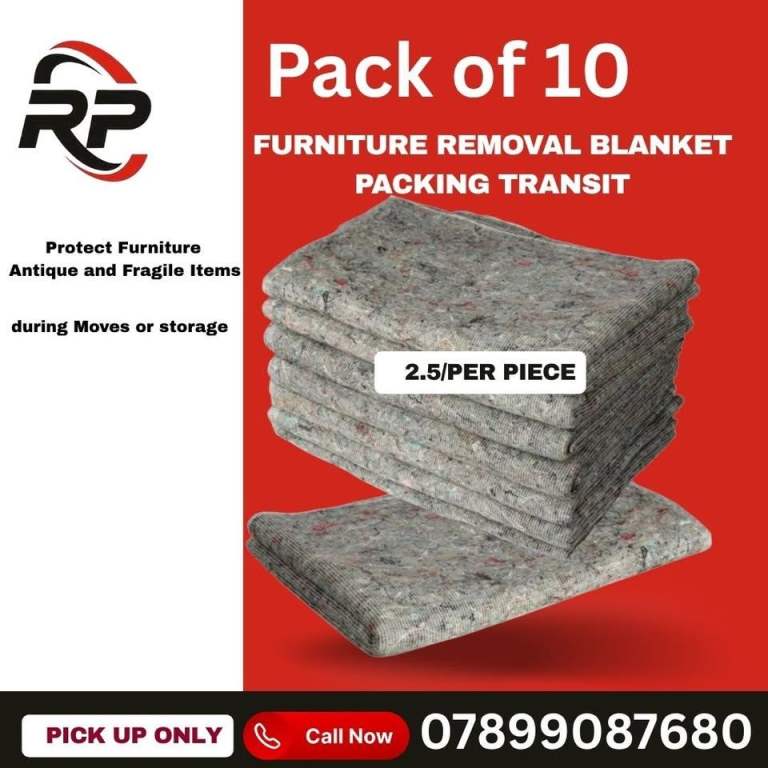 Pack of 10 Premium Quality Wool Mixture Furniture Removal / Moving Transit Blankets